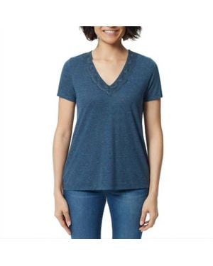 Ella Moss V-Neck Lace Top - Blue
