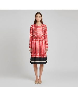 Marni Printed Satin Belted Midi Dress - Red