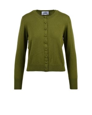 Alpha Studio Pistachio Round Neck Wool Cardigan - Green
