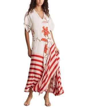 Reiss Alicia Floral Stripe Print Dress - Red