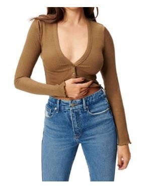 GOOD AMERICAN Essential Rib Cardigan Sweater - Blue