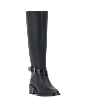 Vince Camuto Buckle Leather Knee-High Boots - Black