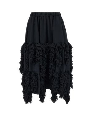 Comme des Garçons Tiered Ruffled Pleated Midi Skirt - Black