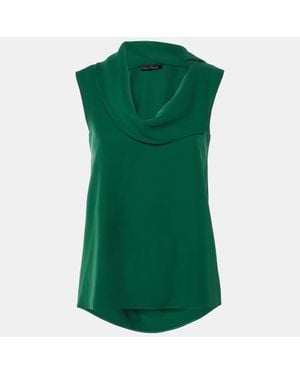 Carolina Herrera Crepe Drape Neck Top - Green