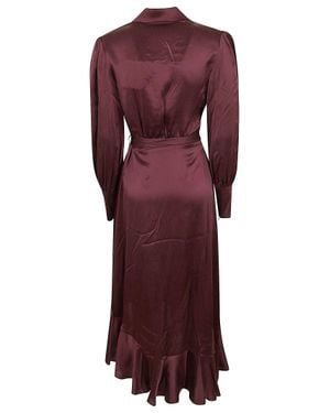 Zimmermann Silk Wrap Ruffled Midi Dress - Purple