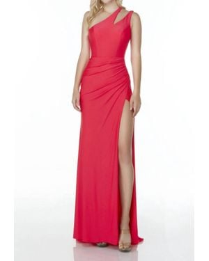 Alyce Paris Asymmetrical Shoulder Open Leg Dress - Red