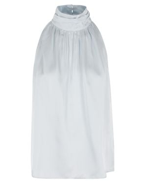 Anine Bing Light Marie High-Collar Sleeveless Silk-Blend Top - White