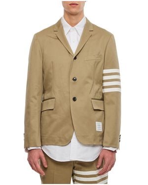 Thom Browne Single-Breasted Cotton Twill Sport Jacket With Iconic Sleeve Stripes - Natural