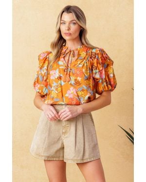 TRUEDAMES Total Frill Woven Top - Orange