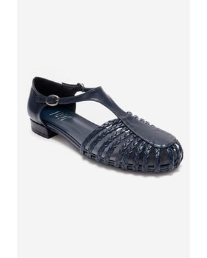Prologue Shoes Onos Woven T Strap Sandal - Blue