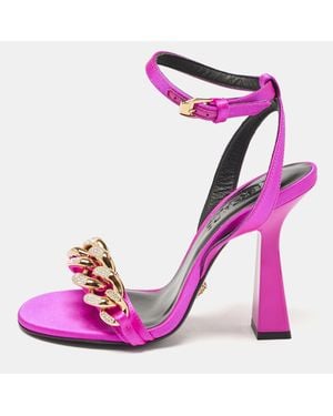 Versace Satin Medusa Ankle Strap Sandals - Pink