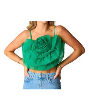 BuddyLove Petal Flower Appliqué Tank Top - Green