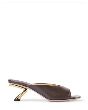Ferragamo Sculptural Kitten Heel Sandals - Brown