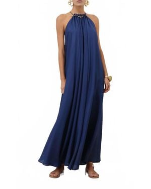 Zimmermann Aster Gathered Bead Midi Dress - Blue