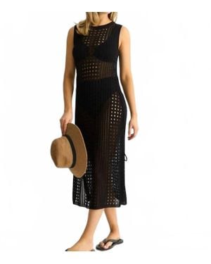 Lucy Love Crochet Knit Bodycon Midi Dress - Black