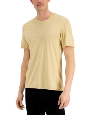 Alfani 100137680Mn T-Shirt Pale Khaki V-Neck Short Sleeve Pullover Mcww96 - Natural