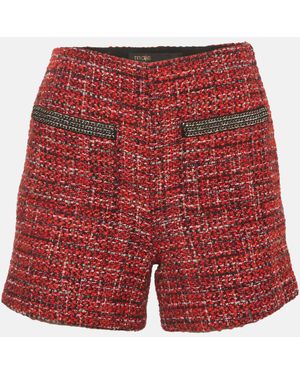 Maje Tweed Mid Rise Shorts - Red