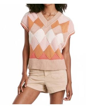 Another Love Ashby Argyle Sweater Vest - Pink