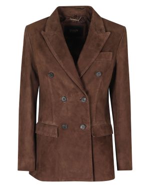 Seventy Double-Breasted Flap Pockets Suede Jacket - Brown