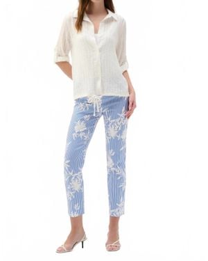 Joseph Ribkoff Textured Drawstring Hem Blouse - Blue
