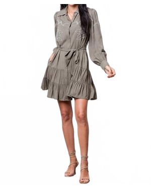 Taelynn Sage Blossom Western Mini Dress - Gray