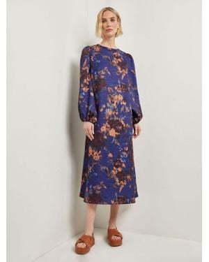 Misook A-Line Printed Woven Maxi Dress - Blue