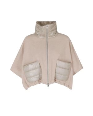 Herno New Chantilly Short Striped Quilted Wool-Blend Coat - Natural