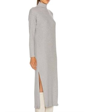 Enza Costa Sweater Rib Turtleneck Dress - Gray