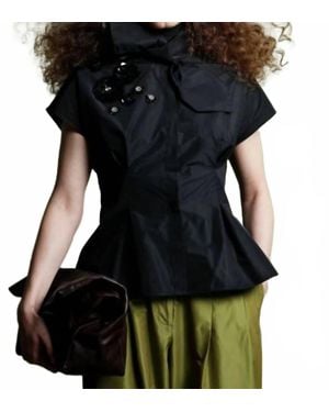 Psophia Taffeta Flower Sequin Top With Tie - Black