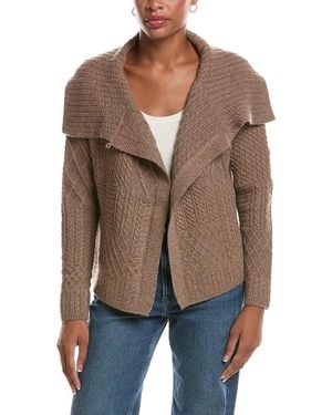InCashmere Textured Wool & Cashmere-Blend Wrap Sweater - Brown
