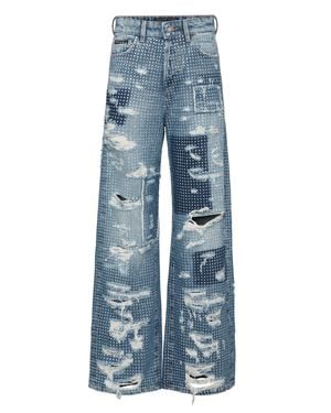 Philipp Plein Skater Fit Row Denim Pants Studs - Blue