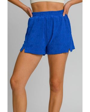 TRUEDAMES Floral Elastic Waist Jacquard Shorts With Pockets - Blue