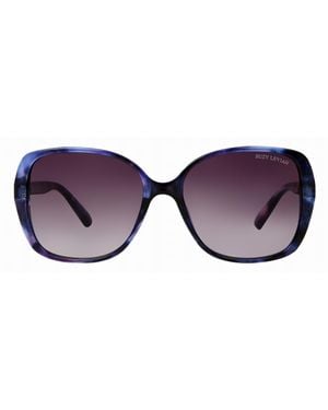 Suzy Levian Tortoise Oversize Lens Sunglasses - Purple