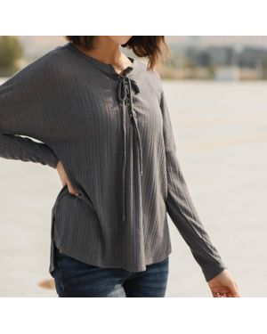 Ces Femme Straight Laced Ribbed Top - Gray