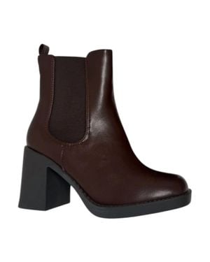Top Moda Leather Round Toe Bootie - Brown