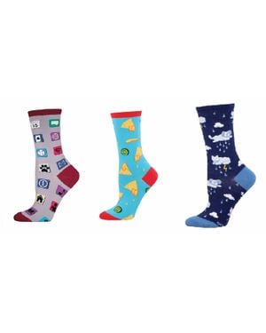 Socksmith Apps & Nacho Business & Raining Cats And Dogs Socks - Black