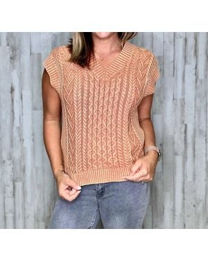 Charlie b Denver V-Neck Sweater Vest - Orange