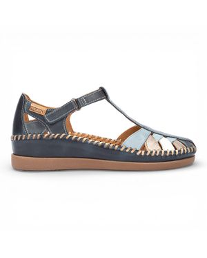 Pikolinos Ocean Leather Semi-Open Wedge Sandal Shoes - Blue