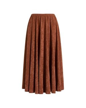 Alberta Ferretti Triacetate Blend Gathered Midi Skirt - Brown