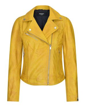 TruClothing Leather Biker Jacket - Yellow