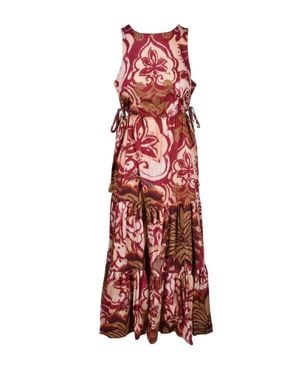 Motel Bordeaux Floral Tie Cotton Maxi Dress - Red