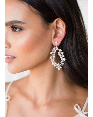 Brides & Hairpins Lyris Crystal And Pearl Bridal Earrings - Black