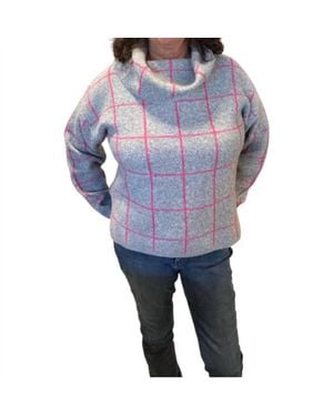 Funsport Cowl Neck Grid Sweater - Blue