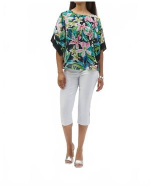 Joseph Ribkoff Tropical Print Chiffon Top - Green