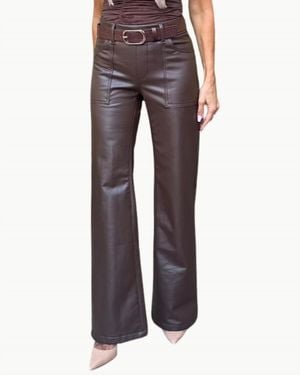 Bevy Flog Christine Vegan Leather Pull On Pants - Gray