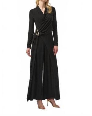 Joseph Ribkoff Silky Knit Wide-Leg Jumpsuit - Black