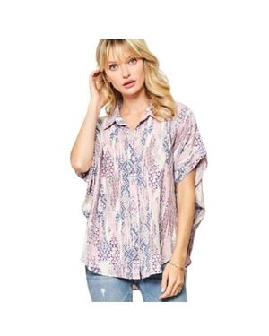 Fashnzfab Ornately Patterned Woven Top - Purple