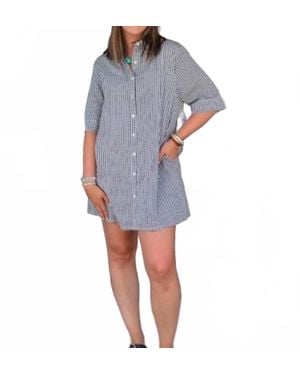 Karlie Check Shirt Dress - Blue