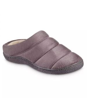 Isotoner Microsuede Puffer Eco Comfort Clog Slipper - Purple