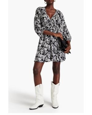 Ba&sh Iwa Printed Satin-Jacquard Mini Dress - Black